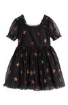 LOLA & THE BOYS KIDS' SEQUIN STRAWBERRY FIT & FLARE DRESS