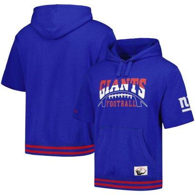 Mitchell & Ness Royal New York Giants Pre-game Short Sleeve Pullover Hoodie