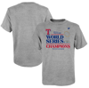 FANATICS YOUTH FANATICS BRANDED HEATHER GRAY TEXAS RANGERS 2023 WORLD SERIES CHAMPIONS LOCKER ROOM T-SHIRT