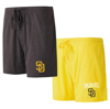 CONCEPTS SPORT CONCEPTS SPORT BROWN/GOLD SAN DIEGO PADRES TWO-PACK METER SLEEP SHORTS