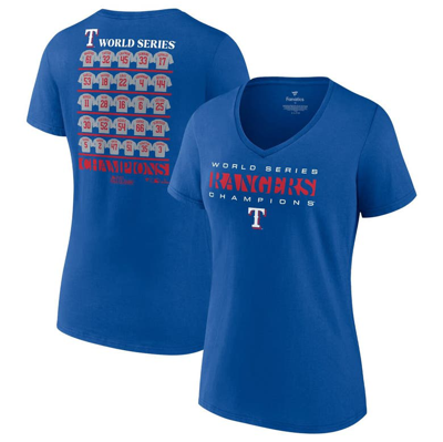 Fanatics Branded Royal Texas Rangers 2023 World Series Champions Jersey Roster V-neck T-shirt