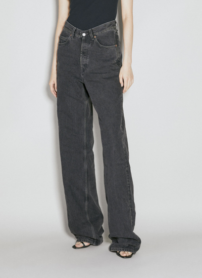 Saint Laurent V-waist Long Baggy Jeans In Black