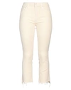 Mother Woman Denim Pants Ivory Size 24 Cotton, Lyocell, Elastane In White