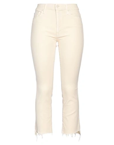 Mother Woman Denim Pants Ivory Size 24 Cotton, Lyocell, Elastane In White