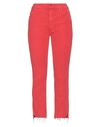 Mother Woman Jeans Red Size 29 Cotton, Lyocell, Elastane In Red