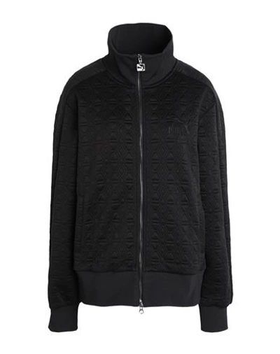 Puma Luxe Sport T7 Track Jacket Woman Sweatshirt Black Size Xxl Polyester, Cotton