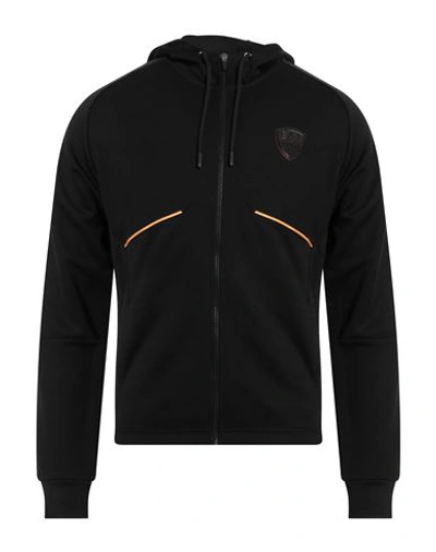 Ea7 Man Sweatshirt Black Size Xxl Polyester In Black
