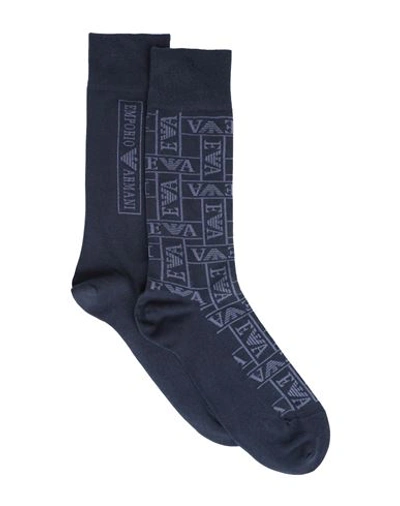 Emporio Armani Man Socks & Hosiery Midnight Blue Size Onesize Cotton, Polyamide, Elastane