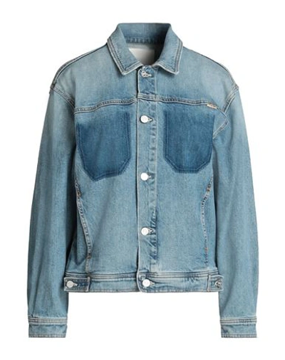 Mother Superior Woman Denim Outerwear Blue Size M Cotton, Elastane