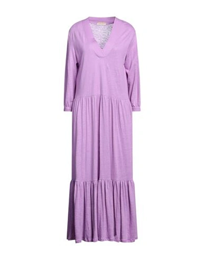 Purotatto Woman Long Dress Light Purple Size 8 Linen