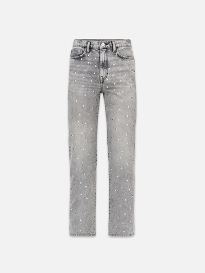 Frame Le Jane Crop Studded High Rise Jeans In Gray