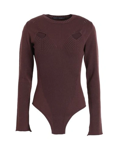 Marco Rambaldi Woman Sweater Cocoa Size L Virgin Wool, Polyamide, Elastane In Brown
