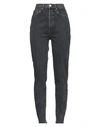 Re/done Frayed Hem Dark Wash Skinny Fit Jeans 15cm In Grey