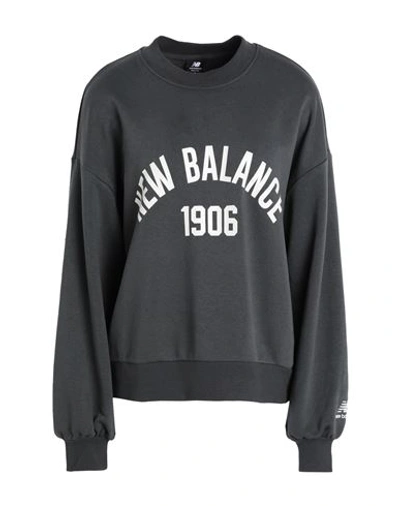 New Balance Essentials Varsity Fleece Crew Woman Sweatshirt Steel Grey Size M Cotton, Polyester