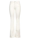Frame Woman Jeans Ivory Size 31 Cotton, Polyester, Elastane In White