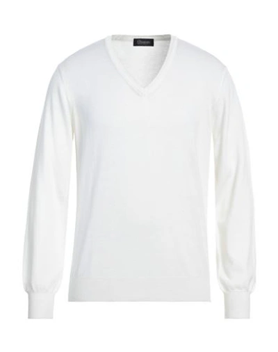Drumohr Man Sweater Ivory Size 40 Merino Wool In White