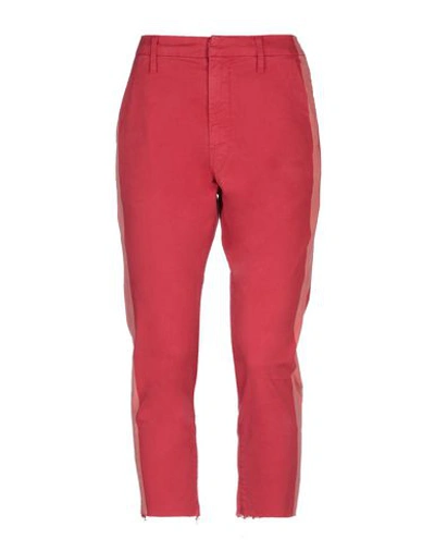 Mother Woman Cropped Pants Red Size 31 Cotton, Elastane