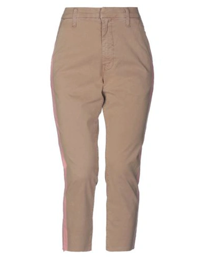 Mother Woman Cropped Pants Beige Size 31 Cotton, Elastane