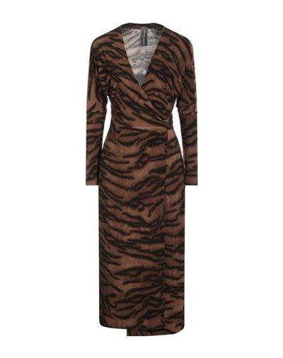 Norma Kamali Woman Midi Dress Khaki Size 2 Polyester, Elastane In Beige