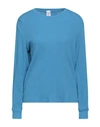 Re/done Woman Sweater Azure Size S Cotton In Blue