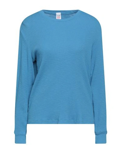 Re/done Woman Sweater Azure Size M Cotton In Elysian Heather