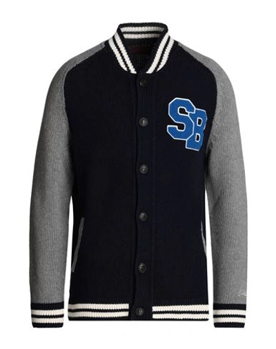 Mc2 Saint Barth Blue Knit Bomber College Style In Navy Blue