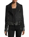 VERONICA BEARD YARA DOUBLE-BREASTED PEA-COAT JACKET W/ LEATHER HEM,PROD202260192