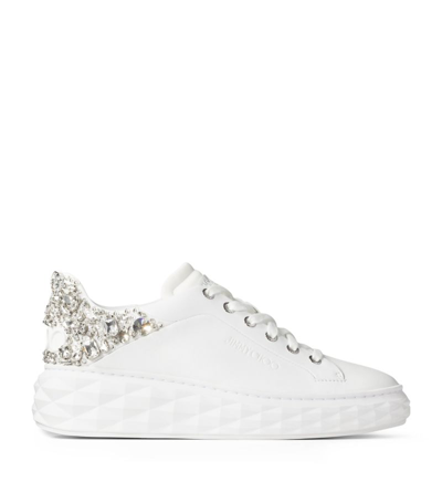 Jimmy Choo Diamond Light Maxi Leather Trainers In White