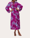 Diane Von Furstenberg Dominique Floral Long Sleeve Tiered Dress In Purple