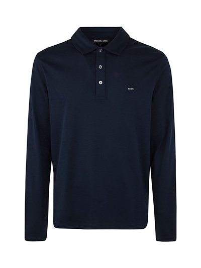 Michael Kors Long Sleeve Sleek Mk Crew Polo In Blue