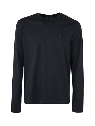 Michael Kors Long Sleeve Sleek Mk Crew T-shirt In Black