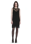 ALEXANDER WANG PLEATED LACE SLEEVELESS DRESS WITH CHAIN TRIM,1W27607