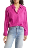 Nic + Zoe Crinkle Button-up Cotton Shirt In Orchid Petal