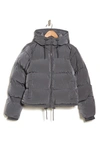 GOOD AMERICAN IRIDESCENT PUFFER JACKET WITH REMOVABLE HOOD