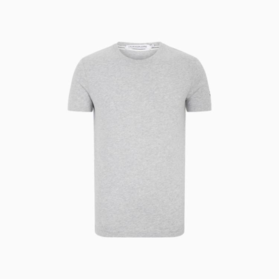 Calvin Klein Ck Jeans夏季男士简约圆领舒适纯棉撞色重叠刺绣短袖t恤zm01884 In Gray