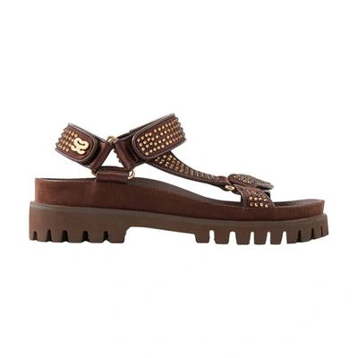 Sandro Aneis Crystal-embellished Sandals In Brown