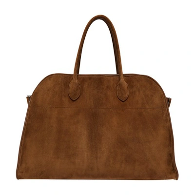 The Row Suede Margaux 17 Tote Bag In Desert_pld