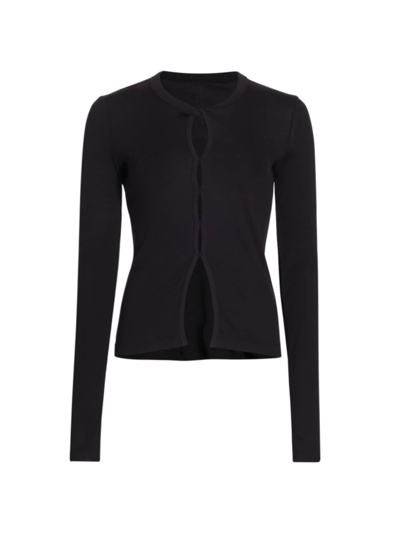 Helmut Lang Cut-out Long-sleeve Knit Top In Negro