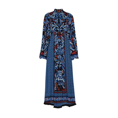 Farm Rio Maxi Dress With Toucans Scarf In Blue