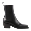 Sandro Stacked-heel Leather Ankle Boots In Black