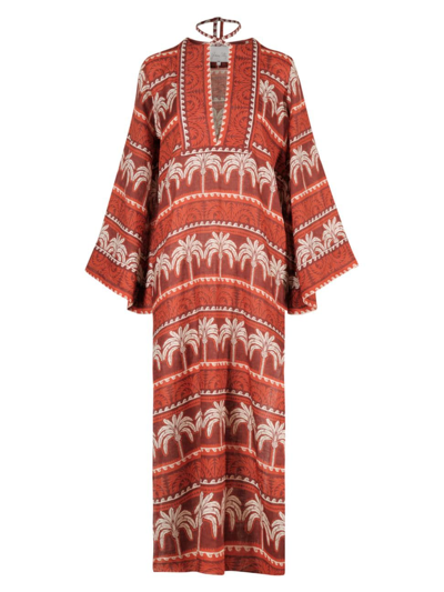 Johanna Ortiz Women's Wild Savannah Printed Linen Maxi Dress In Red,white