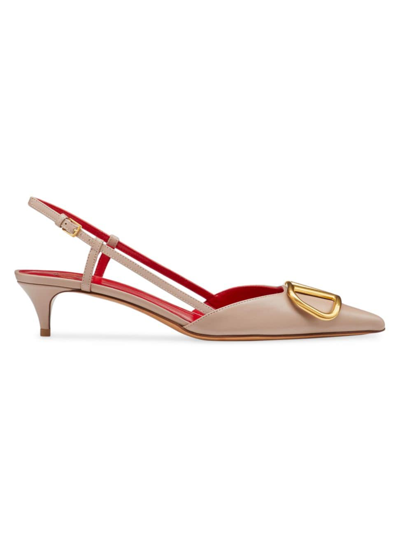 Valentino Garavani Vlogo Signature Calfskin Slingback Pump 40mm Woman Poudre 38.5 In Multicolor