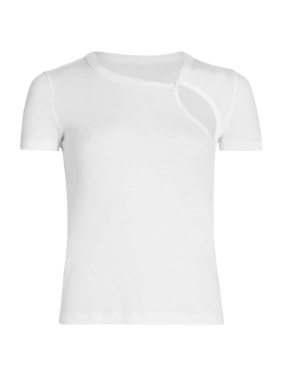 Helmut Lang Ribbed Knit Cutout Tee In White