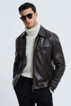 Phantom Chocolate Leather Zip-through Jacket