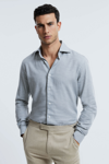 Atelier Italian Cotton Cashmere Shirt In Grey Melange