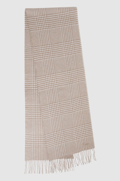 Reiss Jack - Oatmeal Jack Wool-cashmere Check Scarf, One