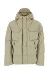 Ten C Nylon Quilted Hooded Jacket With Multiple Pockets In Beige O Tan