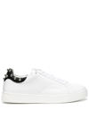 LANVIN WHITE STUDDED LEATHER SNEAKERS