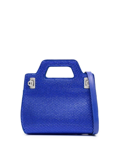 Ferragamo Wanda Crystal-embellished Mini Bag In Blue
