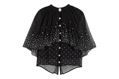 Pre-owned Rabanne H&m Embellished Chiffon Cape Top Black